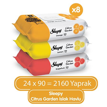 Sleepy Citrus Garden Islak Bebek Havlusu 24x90 (2160 Yaprak)